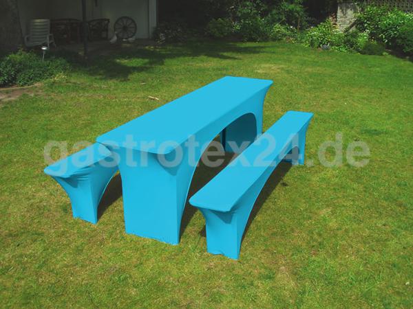 Stretch-Bierbankhussen-Set "Lüttich" in Farbe türkis